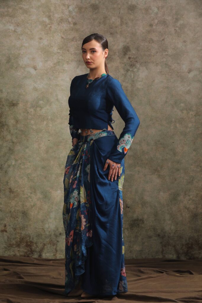 Zunaira Printed Draped Doti Set