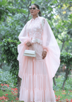 Gulnaar – Blush Organza Sharara Set