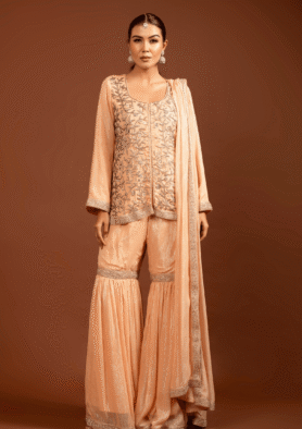 Meherunissa: Threaded Grace Gharara Set