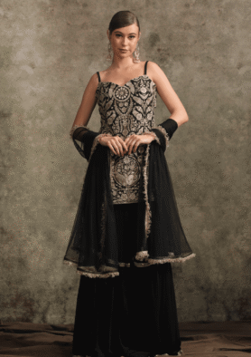 Kaaynaat – Midnight Bloom Sharara Set