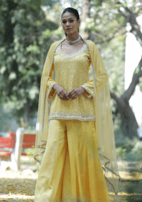 Gulbano – Pearl Hand Embroidered Sharara Set
