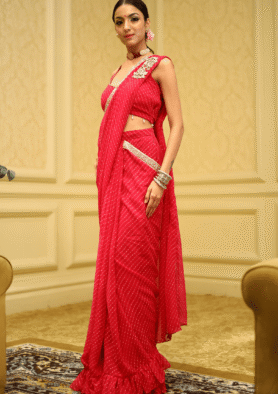 Gulroz Pre-Draped Ruffle Saree