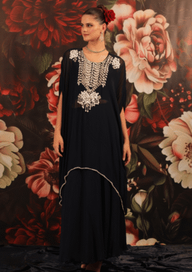 Amira – Navy Georgette Kaftan Skirt Set
