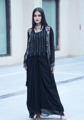 Aamira – Embroidered Jacket Dhoti Set