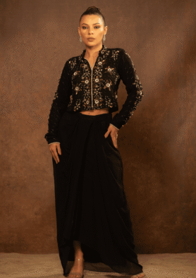 Nayab Noir Jacket & Drape Set