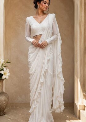 Noor Cascade Ruffle Saree Set
