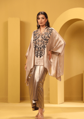 Champagne Embroidered Kaftan Co-ord Set