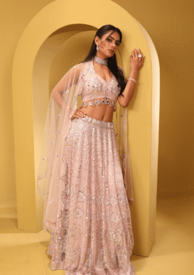 Blush Mirrorwork Lehenga Set